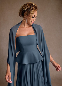 Azazie Josabeth Kleider für die Brautmutter A-Linie Plissee Chiffon Kleid Neptunblau image7