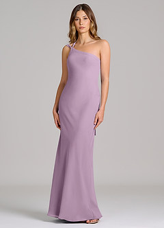 Azazie Monroe Final Sale Wisteria Sheath One Shoulder Chiffon Dress image1