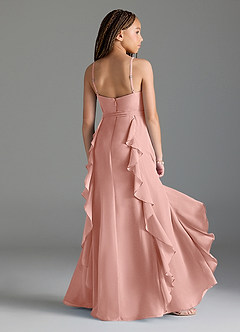 Azazie Peyton Junior Rosette A-Line V-Neck Cascading Ruffles Chiffon Dress image2