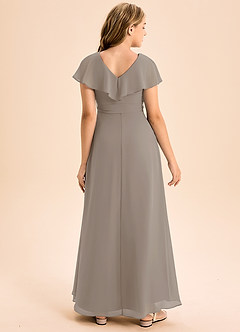 Azazie Lainey Junior Abito A-Line in Chiffon Con Tasche Taupe image2