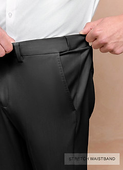 front Vincent Black Structured High Stretch Dress Pants