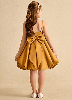 Azazie Davine vestidos de niña de las flores Vestido de Caramelo de Satin Mate de Corte En A con Tirante Espagueti image8