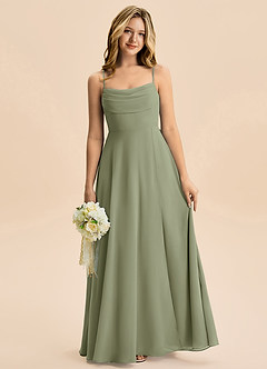 Azazie Bear Junior Pistachio A-Line Pleated Chiffon Dress image1