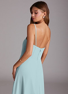 Azazie Wren Bridesmaid Dresses Mist A-Line Side Slit Chiffon Convertible Dress image7
