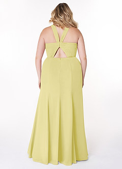 Azazie Rue Brautjungfernkleider A-Linie Halter Chiffon Kleid Zitronensorbet image8