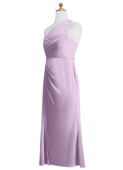 Azazie Mika Junior Robe Trapèze en Satin extensible Plissée Frostiges Flieder image5