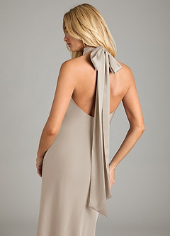 Azazie Velli Bridesmaid Dresses Frost Mermaid High Neck Stretch Satin Dress image2