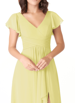 Azazie Omari Bridesmaid Dresses Lemon Sorbet A-Line Chiffon Dress image5