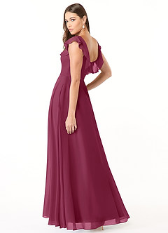 Azazie Jinny Bridesmaid Dresses Mulberry A-Line Square Neckline Ruched Chiffon Dress image4