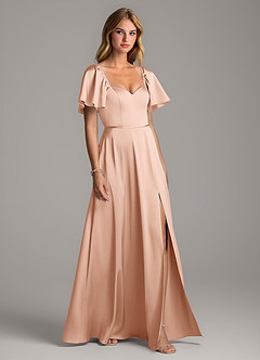 Azazie Chloe Brautjungfernkleider A-Linie Herzausschnitt Stretch-Satin Kleid Roségold image5