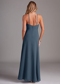 Azazie Bailey Bridesmaid Dresses Neptune A-Line Halter Side Slit Chiffon Dress image2