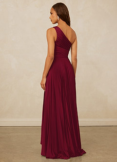 Christian Siriano Bridal for Azazie 1008 Bridesmaid Dresses Burgundy A-Line One Shoulder Stretch Satin Dress image2