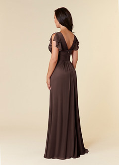 Azazie Reneya Final Sale Mulberry A-Line Pleated Mesh Dress image3