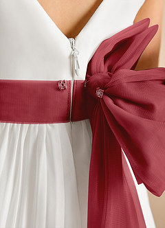 Azazie Margot Flower Girl Dresses Ivory Pomegranate A-Line Pleated Chiffon Dress image9