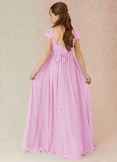 Azazie Silvermist Junior Candy Pink A-Line Pleated Chiffon Dress image2