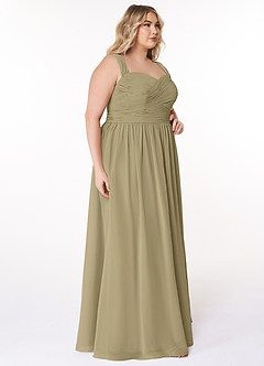 Azazie Zapheira Bridesmaid Dresses Moss Green A-Line Ruched Chiffon Dress image9