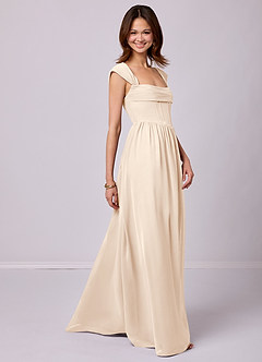 Barbie ♥ Azazie Bridesmaid Dresses White Alabaster A-Line Corset Chiffon Dress image6