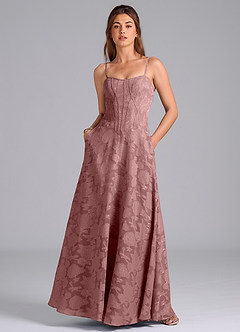 Azazie Stasy Final Sale Dusty Rose A-Line Sweetheart Neckline Floral Burnout Dress image3