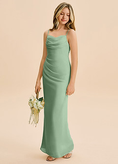 Azazie Mai Junior Matcha Sheath Pleated Chiffon Dress image1