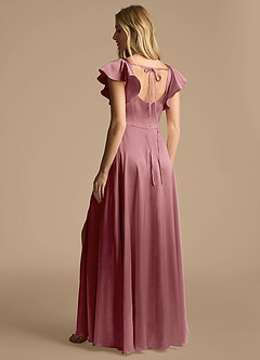 Azazie Bondi Bridesmaid Dresses Vintage Mauve A-Line Bow Metallic Satin Dress image3