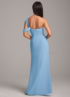Azazie Wynter Vente finale Robe Fourreau en Mousseline de soie Une épaule Dusty Blue image6