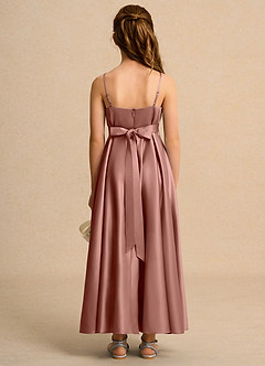 Azazie Pebbles Girl Flower Girl Klänningar Klä A-Line i Matt satäng Plisserad image3