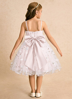Azazie Junebug Blumenmädchenkleider Ballkleid Spaghetti Riemen Tüll Kleid Zartrosa image1
