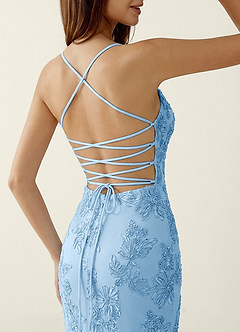 Bellatrix Sky Blue 3D Flowers Corset Mermaid Lace Up Back Prom Dress image6