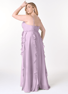 Azazie Peyton Bridesmaid Dresses Frosted Lilac A-Line Ruched Chiffon Dress image10