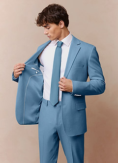 front James Steel Blue Structured Stretch Suit Jacket