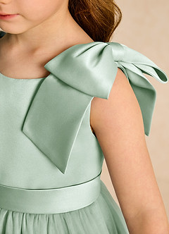 Azazie Serene Flower Girl Dresses Agave Ball-Gown Bow Matte Satin Dress image7