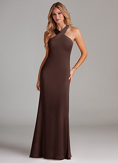 Azazie Doretta Bridesmaid Dresses Ganache Mermaid Pleated Chiffon Dress image10