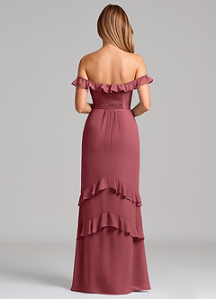 Azazie Marilynn 신부 들러리 드레스 인어 오프 더 숄더 쉬폰 바닥 길이 드레스 image2