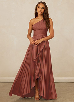 Christian Siriano Bridal for Azazie 1008 Bridesmaid Dresses Auburn A-Line One Shoulder Stretch Satin Dress image5