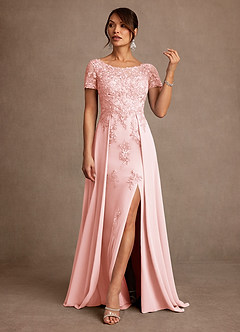 Azazie Alva vestidos de madre de la novia Vestido de Rosa Rubor de Encaje de Corte en A image4