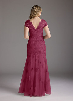 Azazie Marbella Mother of the Bride Dresses Mulberry Mermaid Queen Anne Sequins Lace Dress image5