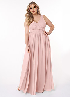 Azazie Kora Bridesmaid Dresses Powder Pink A-Line Pleated Chiffon Dress image7