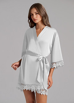 front Matching Color Satin Lace Robe