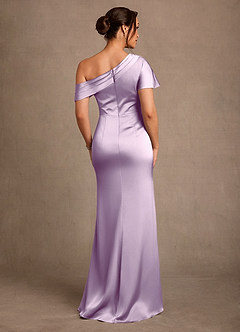 Azazie Rutha Mother of the Bride Dresses Frosted Lilac Sheath One Shoulder Stretch Satin Dress image2