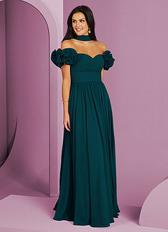 Barbie ♥ Azazie Bridesmaid Dresses Pine A-Line Off the Shoulder Chiffon Convertible Dress image3