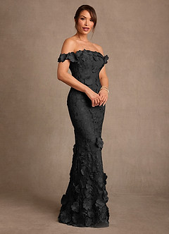 Azazie Lotta vestidos de madre de la novia Vestido de Negro de Encaje de Corte Sirena con Vestidos sin tirantes image3