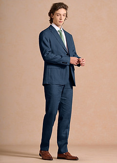 front Harrison Dunkelmarine Anzug aus 100 % Leinen