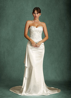 Azazie Angel Wedding Dresses Antique White Mermaid Strapless Charmeuse Dress image7