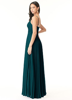 Azazie Vini Bridesmaid Dresses Pine A-Line V-Neck Pleated Chiffon Dress image4