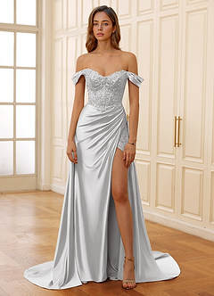 Rowane Silver Corset Rhinestone Sheer Lace Prom Dress image4