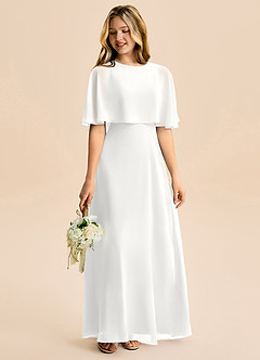 Azazie Maris Junior White A-Line Chiffon Dress image6