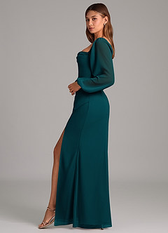 Azazie Brixley Bridesmaid Dresses Pine Mermaid Long Sleeve Chiffon Dress image3
