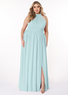 Azazie Iman Bridesmaid Dresses Sea Glass A-Line A-Line Ruched Chiffon Dress image8