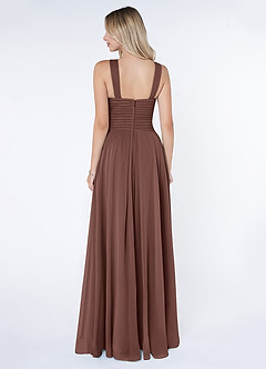 Azazie Kaleigh Jurken voor bruidsmeisjes Jurk van Chiffon met A-Lijn Geplooid Espresso image1