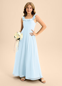 Azazie Callie Junior Sky Blue A-Line Ruched Chiffon Dress image6